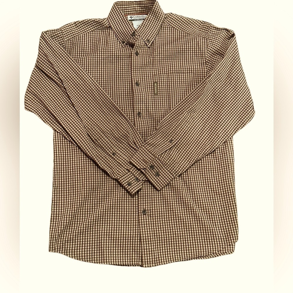 Columbia Long Sleeve Plaid Button Up Shirt Burnt Orange​​​​​​ Sz Small​ - Picture 3 of 4